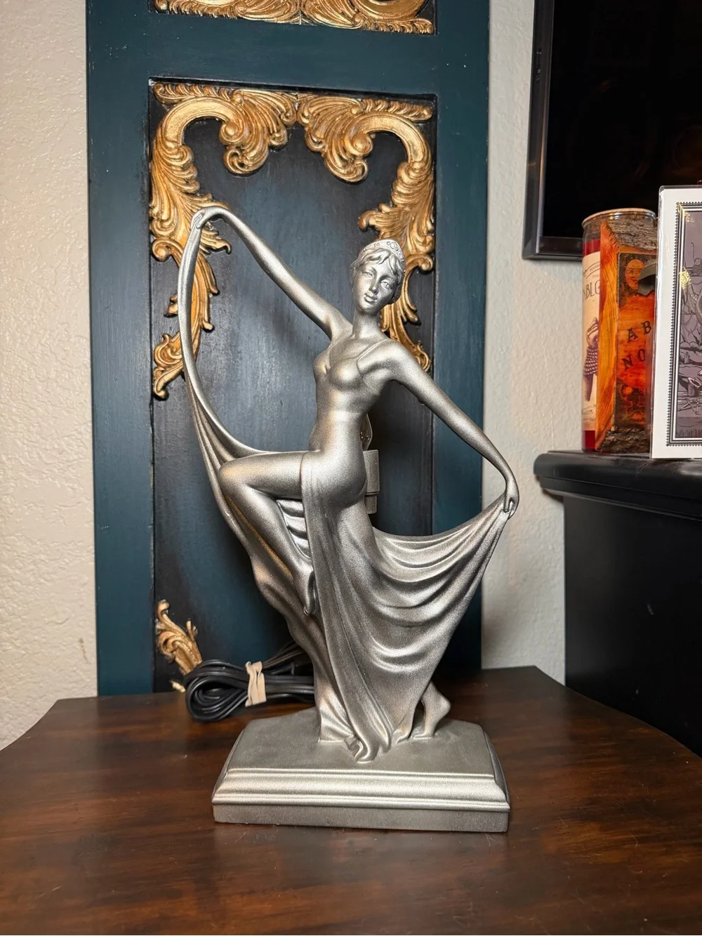 Vintage Apollo Art Deco Style Dancing Lady Figural Lamp